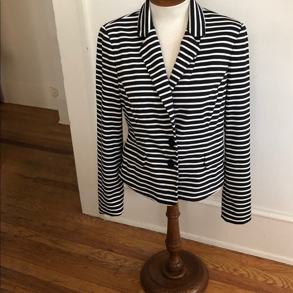 Bebe Vintage Striped Blazer Black White Medium - Picture 6 of 7